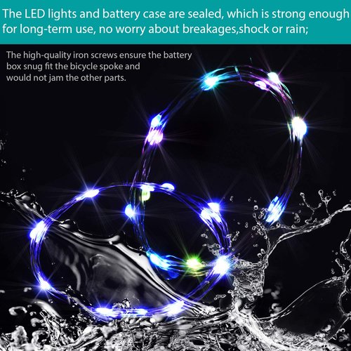 Waybelive 2 Pack LED Bike Wheel Light, Remote Control Bicycle Tire LED Light, Wheelchair Light, 16 Color Change by Yourself, Waterproof, Super Bright to Ride at Night, Good Gift for Kids(2 Tires)