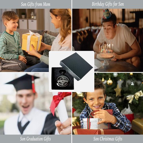 Son Gifts from Mom Dad, Go Confidently Pocket Compass Engraved Black, to My Son Pocket Token, Inspirational Keepsake Gifts Ideas for Older Son Birthday College Graduation Christmas
