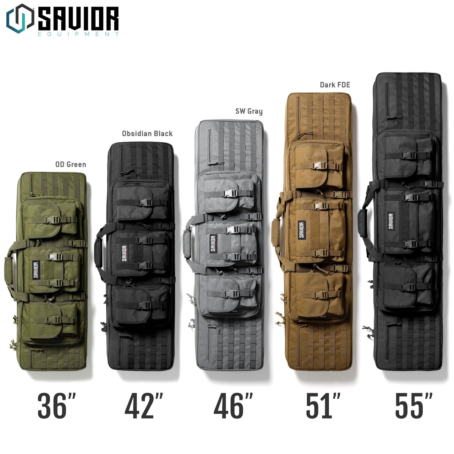 Savior Equipment American Classic Tactical Double Long Gun Bag Pistol Transportation Case w/Backpack Strap, Lockable Compartment, Available Length in 32" 36" 42" 46" 51" 55"