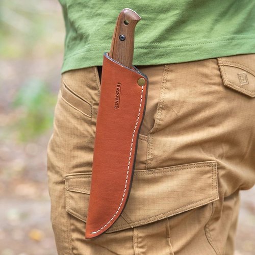 BPS Knives Left Hand BS2FT CSH - Full Tang Bushcraft Knife With Leather Sheath - Survival Tactical Knife - Camping Knives - Outdoor Knives - Fixed-Blade Carbon Steel Utility Knife