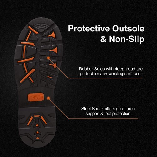 TIDEWE Rubber Work Boot for Men with Steel Toe & Shank, Waterproof Anti Slip Hunting Boot, 6mm Neoprene Hunting Boot for Manufacturing, Construction, Farming, Brown, Size 11