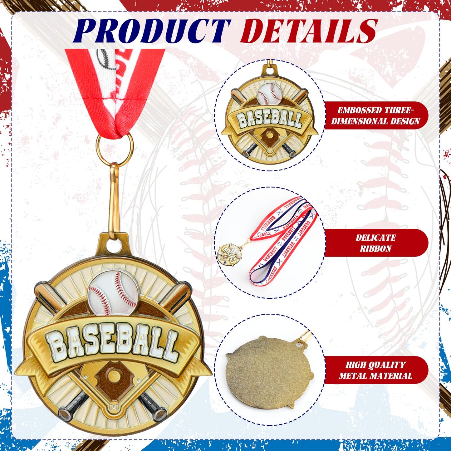 Ecation 24 Pcs Volleyball Medals 2 Inch Tee-Ball Team Awards Baseball Metal Medals Gold Volleyball Medal Football Basketball Soccer Sports Award with Neck Ribbon