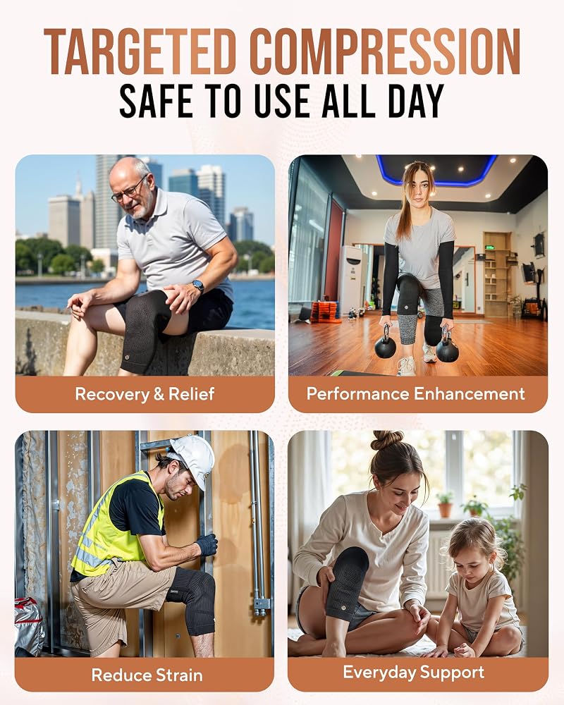 Copper Knee Brace for Women & Men (Large) - 2 Pack with Copper Infused Fibers