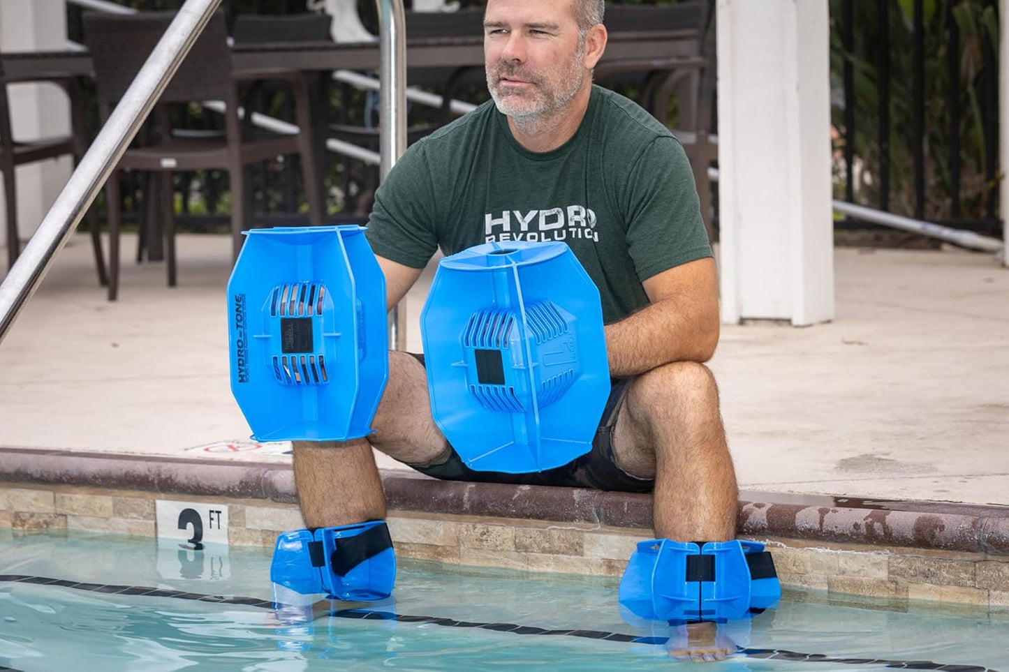 Hydro-Tone Total Body Pool Weights for Water Exercise | Isokinetic Functional Water Weights | Build Muscle - Easy on Joints | Aquatic Pool Weight | Quick Start Guide