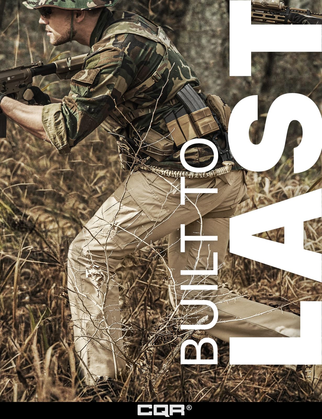CQR Men's Tactical Pants, Water Resistant Ripstop Cargo Pants, Lightweight EDC Work Hiking Pants, Outdoor Apparel, Raider Khaki, 34W x 34L