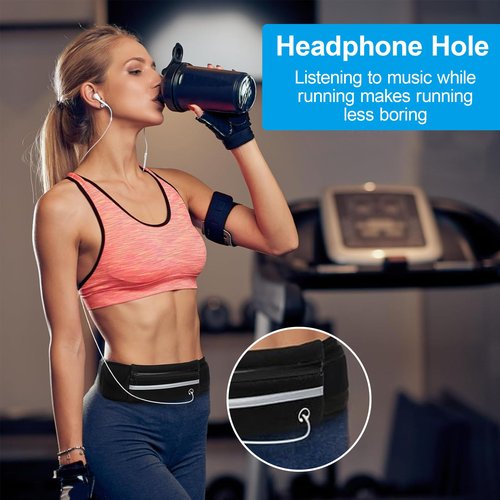 Slim Running Belt Fanny Pack for Men and Women, Adjustable Waist Pack Phone Holder for All Phones, Runners Pouch for Workout, Jogging, Travel, Money Belt and Fitness Accessories Blue