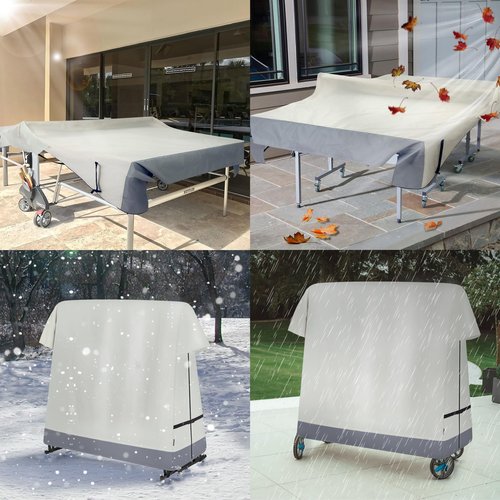STEECA Ping Pong Table Cover Outdoor Waterproof, Dual Function Table Tennis Cover Fits Both Folding Tables and Flat Tables Indoor & Outside 68"L x 6"/30"W x 62"H