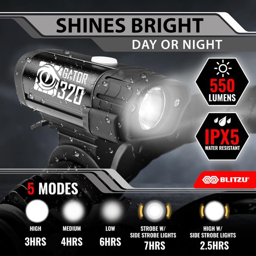 BLITZU Bike Lights, Super Bright Bicycle USB-C Rechargeable Headlight, Taillight & Bike Set, Waterproof Safety Front & Rear Back light for Night Riding, Easy to Install for Men Women Kids Road Cycling