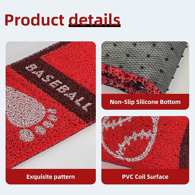 Moonace Baseball Softball Pitching Mat - 65x14 Anti-Slip Training Mat, Red Variation