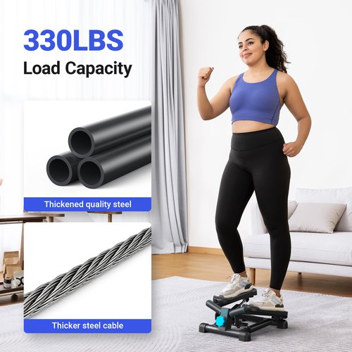 MERACH Mini Stepper for Exercise, Twist Stair Stepper 330LBS Capacity, Stepper Exercise Equipment with Resistance Bands for Full Body Workout at Home