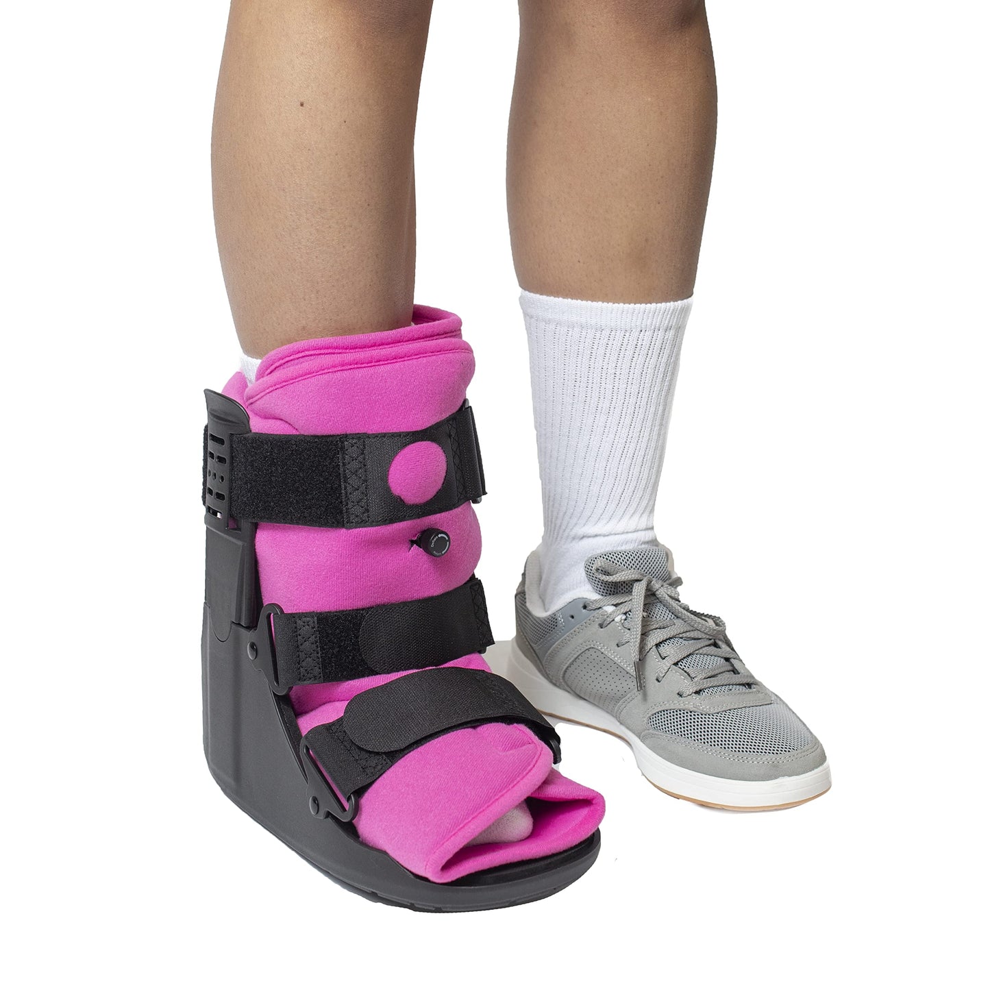 Brace Direct Women’s Short Air CAM Walker Boot - Pink Lined Fracture Boot with Air Pump for Foot & Ankle Fractures, Injuries, Sprains, and Post Op Recovery L4361 (Medium - US Shoe Women 8.5-11.5