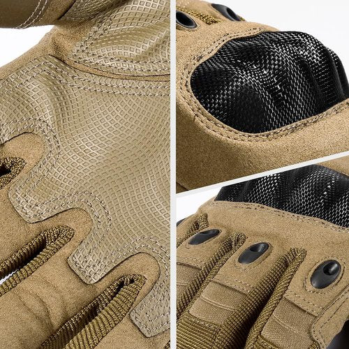 MVPTOO Motorcycle Tactical Gloves for Men - Touchscreen, Hard Shell & Palm Padding for Airsoft Paintball Hunting Hiking Camping Climbing Sports Cycling Gloves Brown S