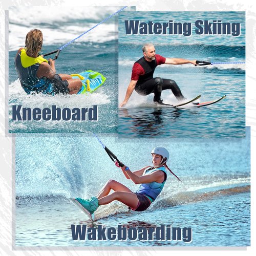 Wakeboard Rope with Handle 75ft, Ski Ropes for Water Skiing Wakesurf Wake Board Surf Floating Boating, Towable Boat Tow Pull Sports Line Thick Tough Watersports Kneeboard Surfboard Jet Accessories