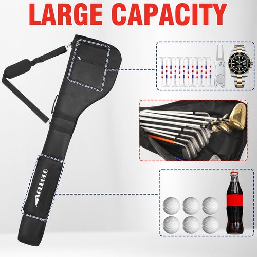 EagleGlo Golf Bag, Golf Travel Bag Foldable & Adjustable, Golf Carry Bag Holds A Full Set of Clubs, Golf Bags for 8-10 Golf Clubs, Small Golf Bag Practice Bag, Carry Golf Bags for Men, Women