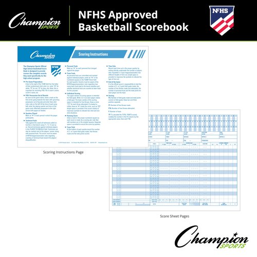 Champion Sports unisex BB1 coach and referee scorebooks, White, 30 GAMES US