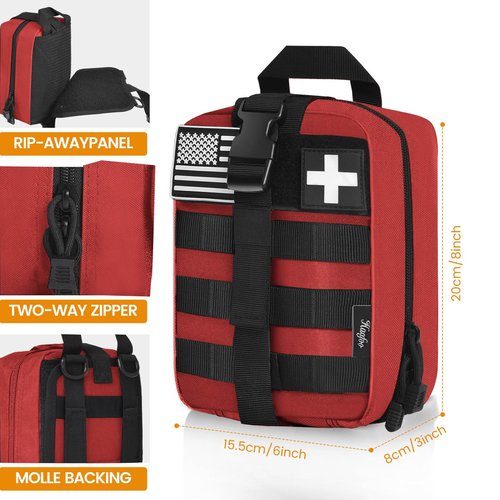 Haafoo Medical Molle Pouch Tactical - 1000D Nylon First Aid Pouch, Big Capacity EMT Pouch Utility, Heavy Duty Military Grade Rip-Away Ifak Pouch for Home and Outdoor Activities（Bag Only