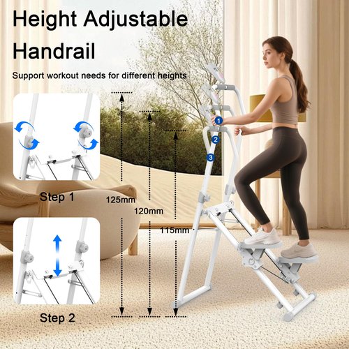 Stair Stepper for Home Gym, Foldable Version Vertical Climber Machine for Full-Body Workout, Full-Body Cardio Workout Equipment with Adjustable Handlebar & Pedals 300LBS Capacity