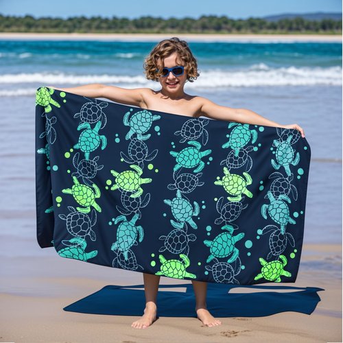 MelonBoat Large Microfiber Beach Towel: Large Light Green Turtles Beach Towel for Travel, Super Absorbent Quick Dry Sand Free, Lightweight Compact for Kids Trip Vacation Bath Camping Pool Swim, 1 Pcs