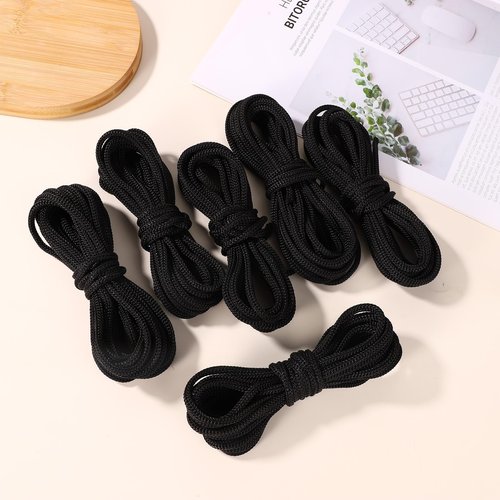 6pcs Trampoline Net Connection Rope, Nylon Black Cord Tie Down Rope for Trampoline Net Mat Practical String Accessory for Mountaineering Hiking Camping Other Outdoor Activities
