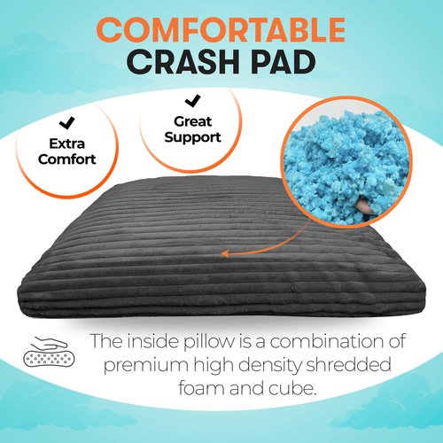 Matini Home Crash Pad - Sensory Pad with Cover Foam Blocks for Kids and Adults, Ideal Gymnastics Equipment - Charcoal 60" X 60"