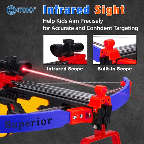 Contixo BA3 Crossbow and Arrow Archery Toy Set with Infrared, Kids Outdoor Shooting Sport Game Toys with 3 Suction Cups Arrows & 1 Target, Safe Fun Suit for Kids Boys Girls Age 3 and Up