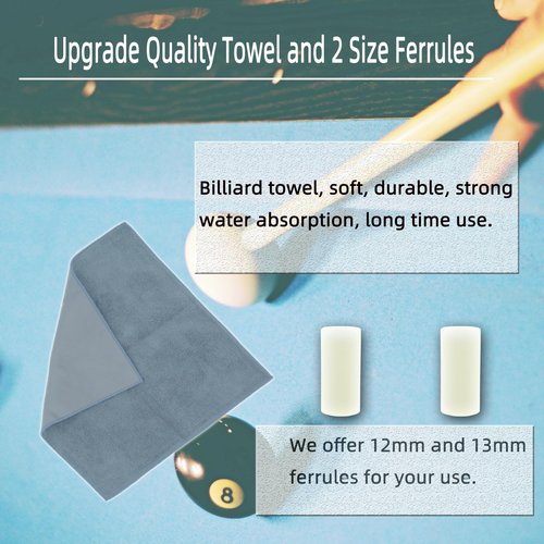 OMTRS 38PCS Pool Cue Tips Replacement Kit, 13mm Pool Stick Tips Replacement Kit with 8 in 1 Cue Tips Shaper Tools, Pool Cue Replacement Tips Repair Kit Billiard Pool Accessories