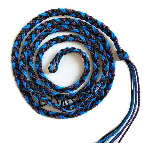 Parallel Halo Balearic Paracord Shepherd Sling (Old-Fashioned Slingshot) Handmade 6 Strands Braided Throwing Sling Tennis Ball Thrower (Black&Purple)