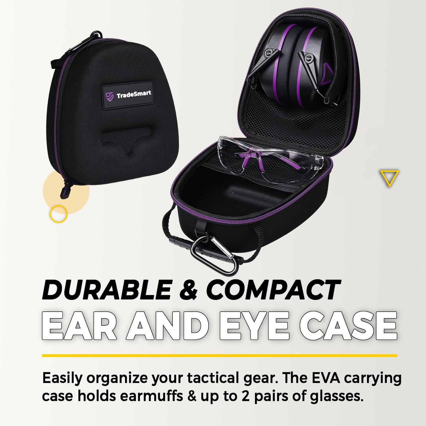 TradeSmart Complete Shooting Eye and Ear Protection: Electronic Earmuffs for Shooting, Range Glasses & Hard Carrying Case