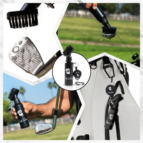 Caddy Splash Golf Club Brush Cleaner with Water - Heavy Duty Retractable Clip- Squeeze Bottle for Easy Cleaning with Nylon Bristles- Holds 4 Oz Water - Golf Accessories- USA Company