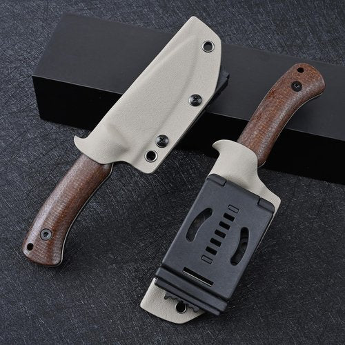 SDOKEDC Knives DC53 Steel Tactical Hunting Fixed Blade Knife Micarta Handle with kydex sheath for Men EDC Outdoor Camping Survival (White stone wash+Micarta handle)
