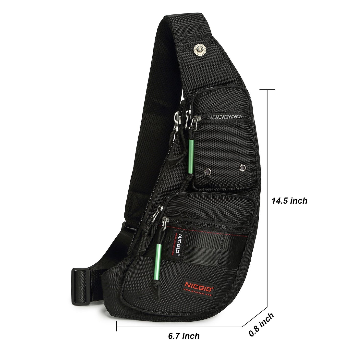 NICGID Sling Bag Chest Shoulder Backpack Crossbody Bags Casual Daypack for Men Women (Black-2854)