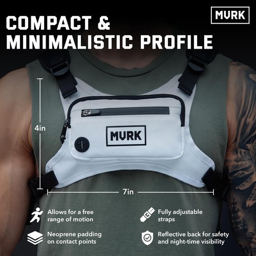 MVRK Water Resistant Chest Pack - Minimalist Running Vest for Workouts, Running Phone Holder with Extra Storage, Lightweight Running Pack, Running Backpack (Off-White)