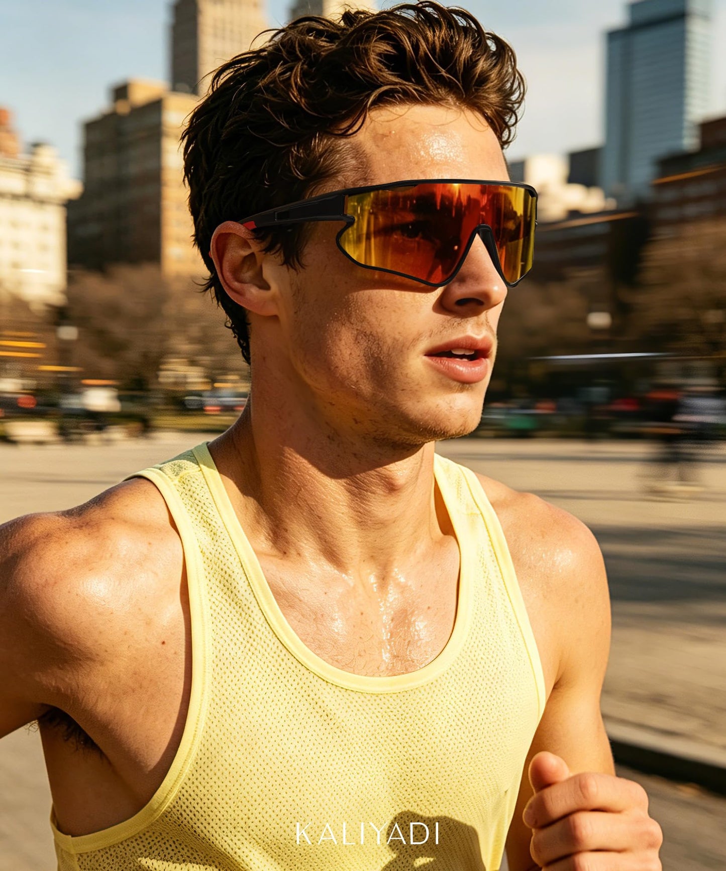 KALIYADI Polarized-Sunglasses Men Polarized Cycling-Sunglasses: Sports Sun Glasses for Running Cycling UV400 Protection