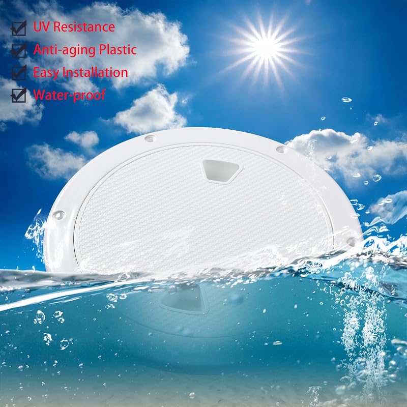 2 Pcs Boat Hatch 4" 6" 8" Round Non-Slip Inspection Hatch,Deck Plates for Boats,Detachable Cover, Suitable for Ships, RV, Outdoor Facilities,ABS Plastic,Attached Screw