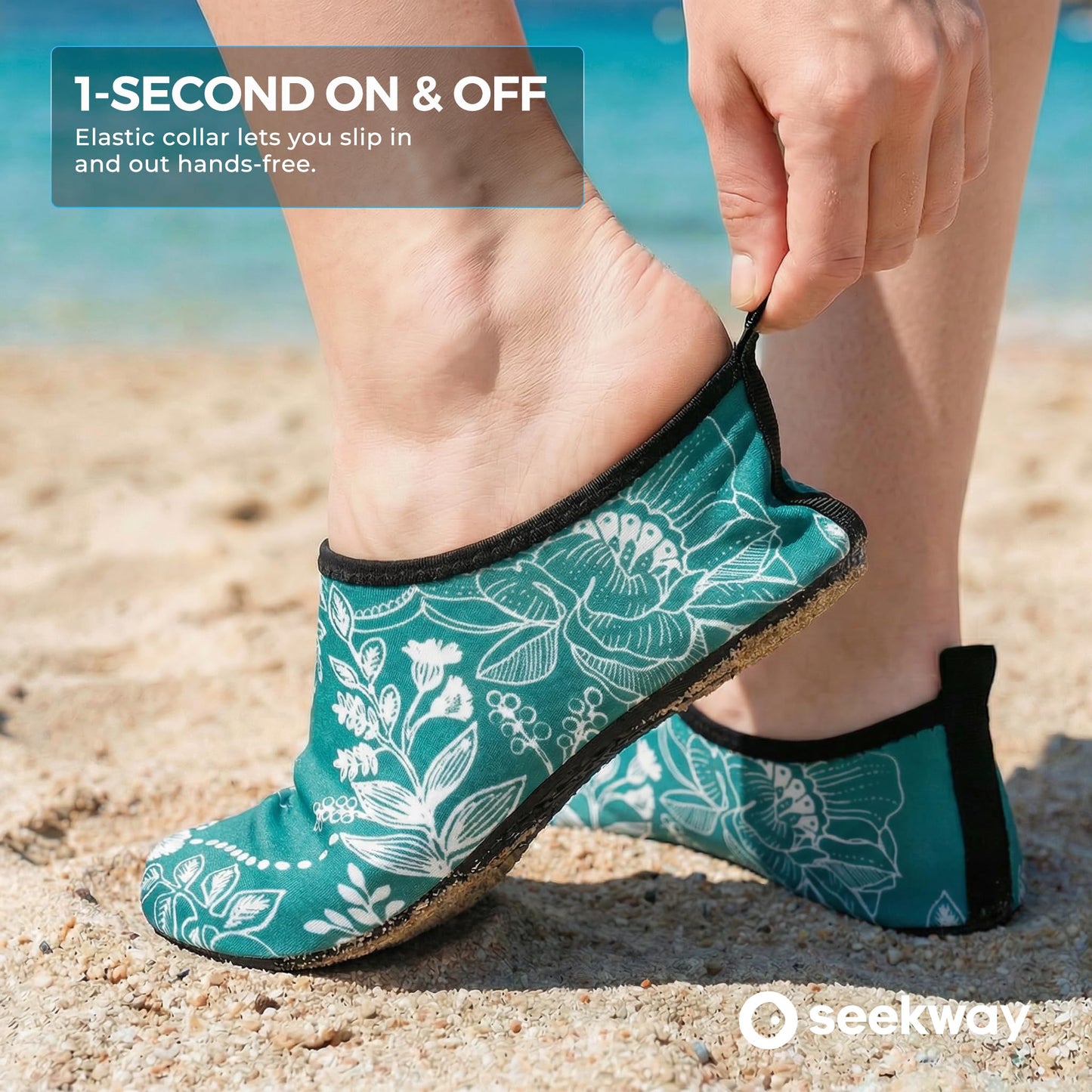 SEEKWAY Water Shoes Women Men Adult Quick-Dry Aqua Socks Barefoot Non Slip for Beach Swim River Pool Lake surf Black SK002(U)