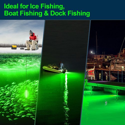 LED Underwater Fishing Light Compatible with for DeWalt 20V Battery（Battery Not Included）, 1300 Lumens, IP68 Waterproof Submersible Green Fish Attractor Light for Night/Ice/Boat Fishing