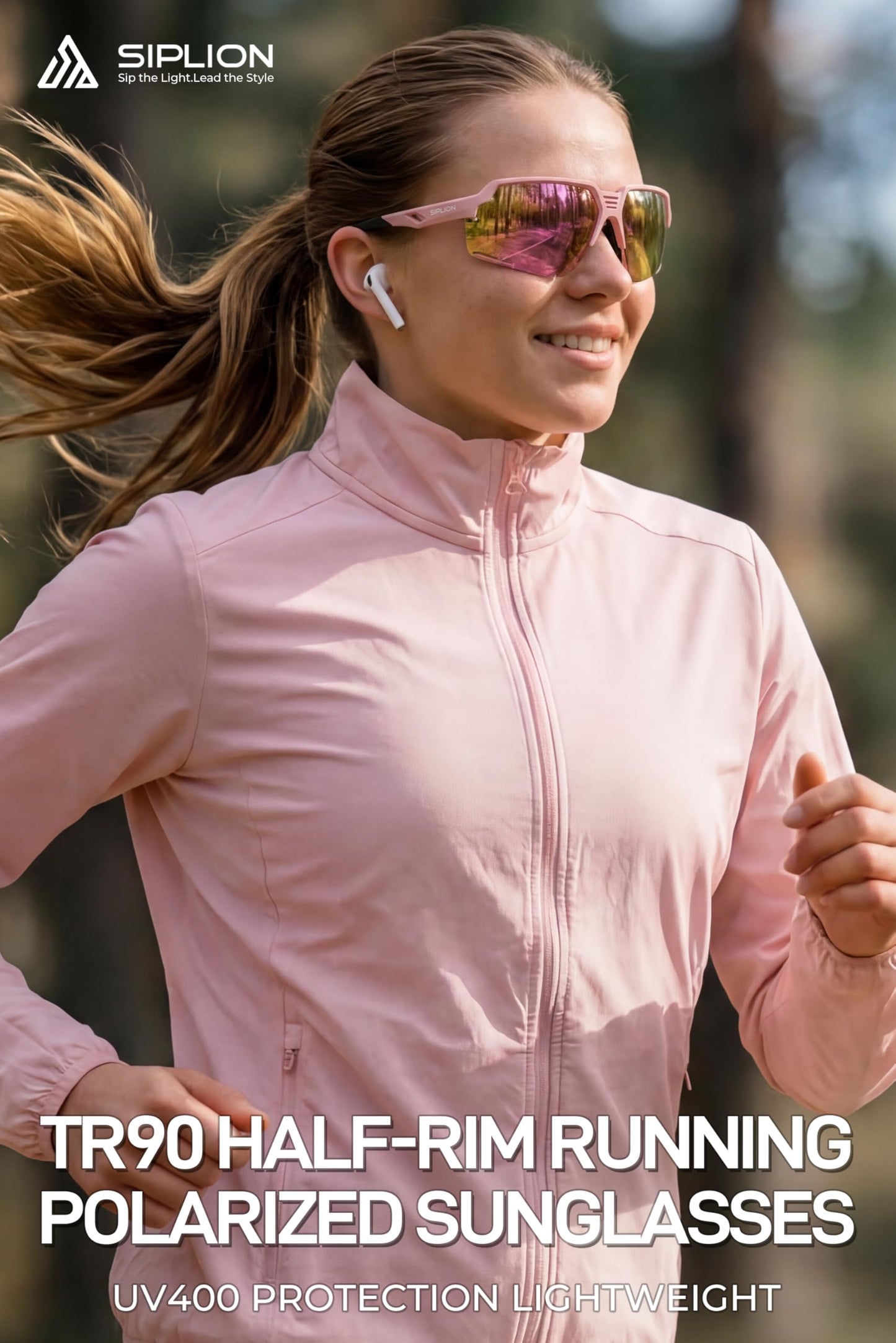 SIPLION Polarized Sunglasses Women Sports: UV400 Protection TR90 Frame Anti-Slip Wrap-Around for Driving Fishing Golf Running KD03-05 C9