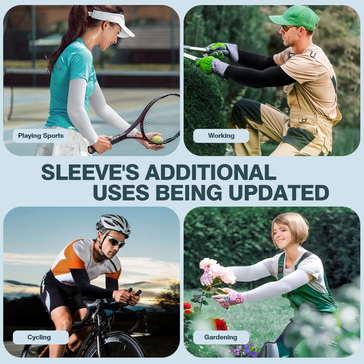Rescoto 4 Pairs UV Protection Cooling Arm Sleeves Compression Sun Sleeves for Men Women Youth, Tattoo Cover Up, UPF 50