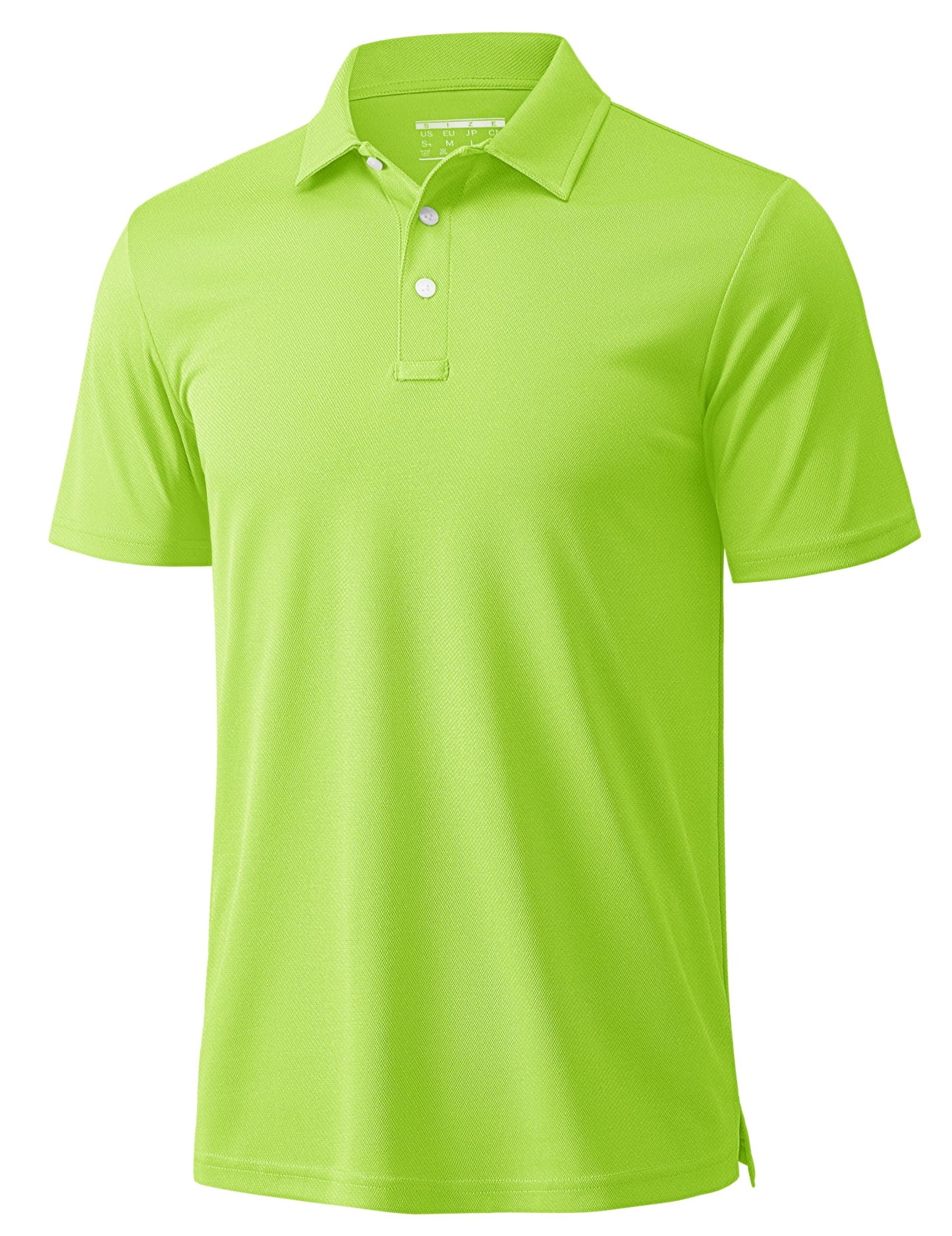 MAGCOMSEN Polo Shirts for Men Dry Fit Lightweight Active Golf Polos Short Sleeve Moisture Wicking Collared Shirt Fluorescent Green