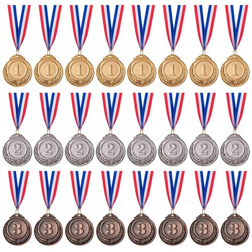 Favide 24 Pieces Gold Silver Bronze Award Medals-Winner Medals Gold Silver Bronze Prizes for Competitions, Party,Olympic Style, 2 Inches