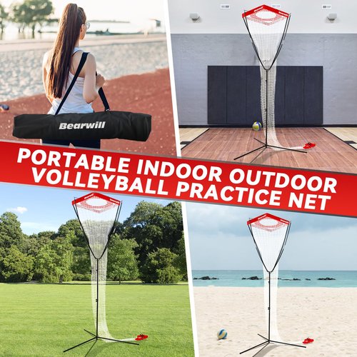 Volleyball Setter Trainer Net，Volleyball Training Equipment Adjustable Angle Height 8-13 FT Setter Net，Indoor Outdoor Volleyball Practice Net System for Serving, Spiking and Setting
