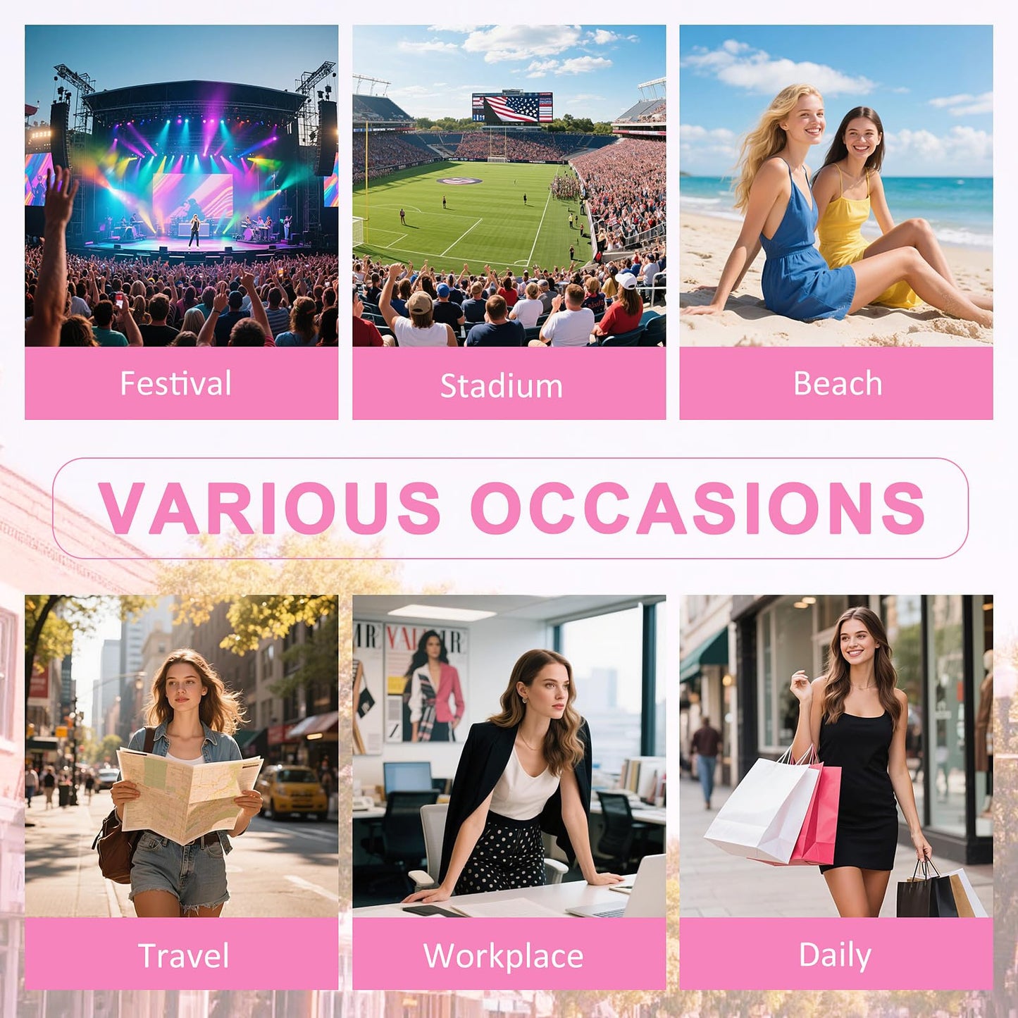 Clear Backpack for Stadium Events, 12x 12x 6 Small Transparent Backpack PVC Mini See Through Bag for Women Girls for Concert Festival, Pink