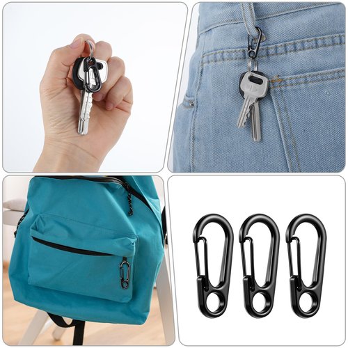 Nogeqi 20 Pcs Small Mini Carabiner Clip, 1.2 Inch Tiny Spring Snap Hook Keychains, Black Mini Carabiner for Outdoor Hiking Fishing Camping Backpack Accessories