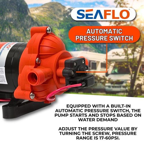 SEAFLO 33 Series 12V DC RV/Camper/Boat/Off-Grid Fresh Water Pressure Pump –12V, 3.0 GPM, 45 PSI, On Demand Self-Priming, Built-In Pressure Switch - NSF, CE & Rohs Certified, UL Listed, 4-Year Warranty