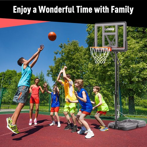 AWII SPORT Basketball Hoop Outdoor Protable, 4.8-10FT Height Adjustable Basketball Goal System with 44 Inch Impact Backboard and Portable Wheels for Adults