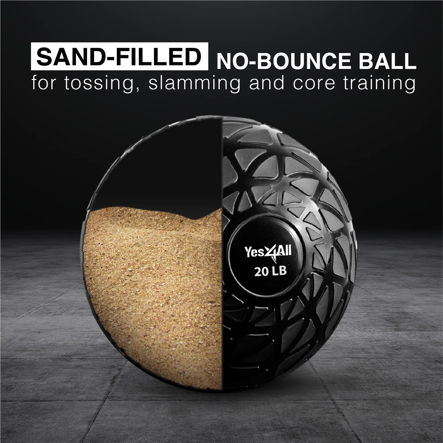 Yes4All Slam Balls, 10-40lb Medicine Ball Weight, Durable PVC Sand Filled Workout Dynamic Medicine Ball for Core Strengthen