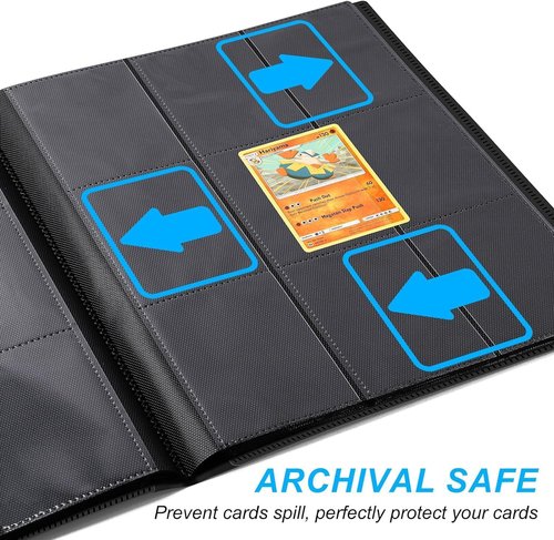 9 Pockets Card Binder for Trading Cards, Baseball Card Collection Binder with 360 Side Loading Pockets Sports Card Book Card Folder Card Album Card Holder Fit for MTG Football Play Cards (Black)