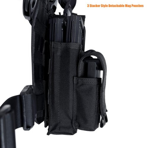 TACNEX Chest Rig with Removable Mag Pouches Customizable MOLLE Panel Modular Gear Carrier Harness (Brown)