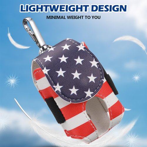 Abbylike Leather Golf Bag Tee Holder American Flag Golf Pouch with Keychain Clip Mini Ball Pouch Bag Gift for Dad Independence Day Style Stuff