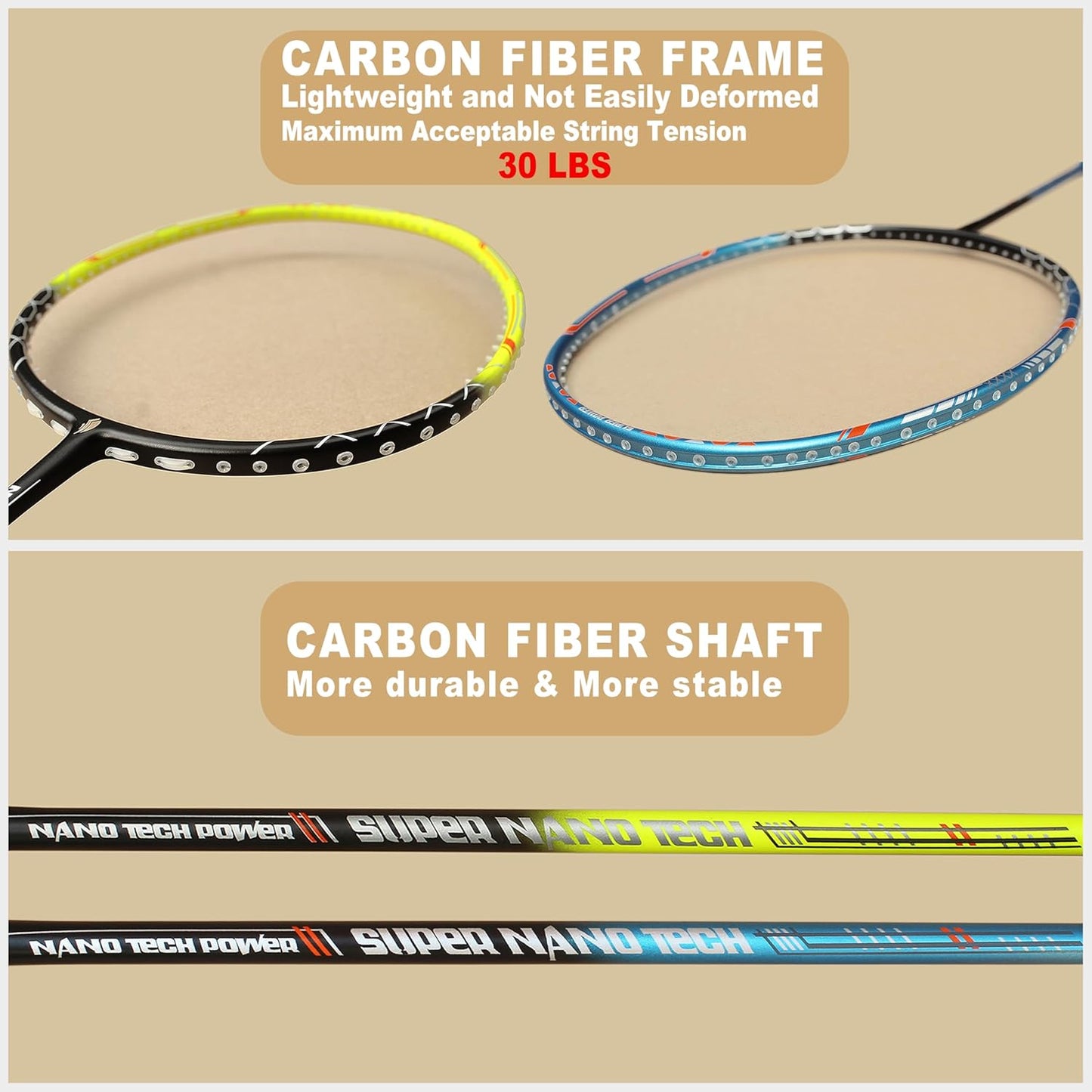 2 Pcs Professional Badminton Rackets Full Carbon Fiber Badminton Racquet
